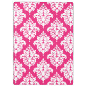 Elegant Hot Pink Damask op persoonlijke titel Klembord (Achterkant)