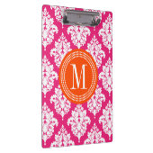 Elegant Hot Pink Damask op persoonlijke titel Klembord (Rechts)