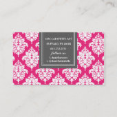 Elegant Hot Pink Damask op persoonlijke titel Visitekaartje (Achterkant)