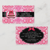 Elegant Hot Pink Damask Roze Cake Diamond Bakery Visitekaartje (Voorkant / Achterkant)
