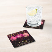 Elegant Hot Pink en Gold Bauble Merry kerst Kartonnen Onderzetters (Insitu)