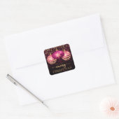 Elegant Hot Pink en Gold Baubles Merry kerst Vierkante Sticker (Envelop)