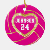 Elegant Hot Pink en Gold Volleyball Keramisch Ornament (Voorkant)