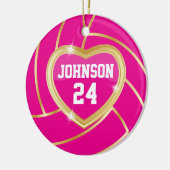 Elegant Hot Pink en Gold Volleyball Keramisch Ornament (Links)