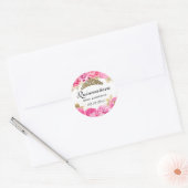 Elegant Hot Pink Floral Quinceanera Ronde Sticker (Envelop)