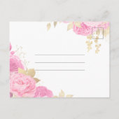 Elegant Hot Pink Floral Quinceanera slaat de datum Briefkaart (Achterkant)