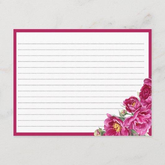 Elegant Hot Pink Floral Recept Vrijgezellenfeest Informatiekaartje (Achterkant)