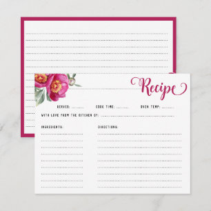 Elegant Hot Pink Floral Recept Vrijgezellenfeest Informatiekaartje
