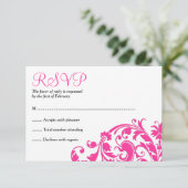 Elegant Hot Pink Flourish Bat Mitzvah RSVP (Staand voorkant)