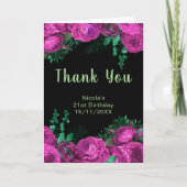 Elegant Hot Pink Flowers Birthday Party Bedankkaart (Voorkant)
