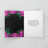 Elegant Hot Pink Flowers Birthday Party  Kaart (Binnen)