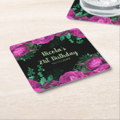 Elegant Hot Pink Flowers Birthday Party Kartonnen Onderzetters (Schuin)