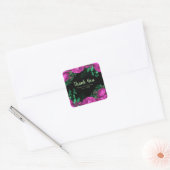Elegant Hot Pink Flowers Birthday Party Vierkante Sticker (Envelop)