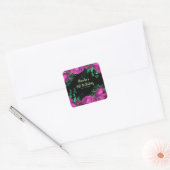 Elegant Hot Pink Flowers Birthday Party Vierkante Sticker (Envelop)