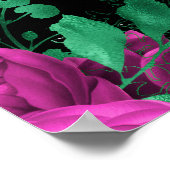 Elegant Hot Pink Flowers Birthday Party Welcome Poster (Hoek)