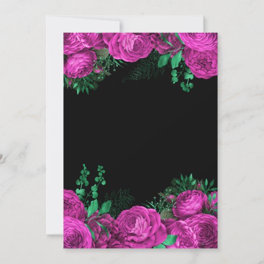 Elegant Hot Pink Flowers Sweet Sixteen Kaart (Achterkant)