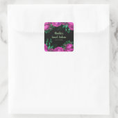 Elegant Hot Pink Flowers Sweet Sixteen Vierkante Sticker (Tas)