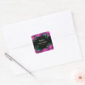 Elegant Hot Pink Flowers Sweet Sixteen Vierkante Sticker (Envelop)