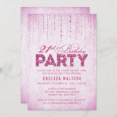 Elegant Hot Pink Glitter 21ste verjaardag Kaart (Voorkant / Achterkant)