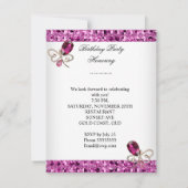Elegant Hot Pink Glitter Jewel Birthday Party Kaart (Achterkant)