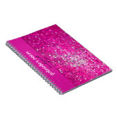 Elegant Hot Pink Glitter Patroon Notitieboek (Rechterzijde)