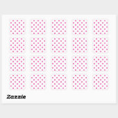 Elegant Hot Pink Glitter Polka Dots Patroon Vierkante Sticker (Vel)