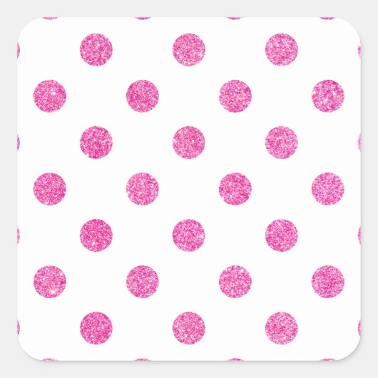Elegant Hot Pink Glitter Polka Dots Patroon Vierkante Sticker (Voorkant)