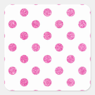 Elegant Hot Pink Glitter Polka Dots Patroon Vierkante Sticker