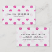 Elegant Hot Pink Glitter Polka Dots Patroon Visitekaartje (Voorkant / Achterkant)