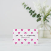 Elegant Hot Pink Glitter Polka Dots Patroon Visitekaartje (Staand voorkant)