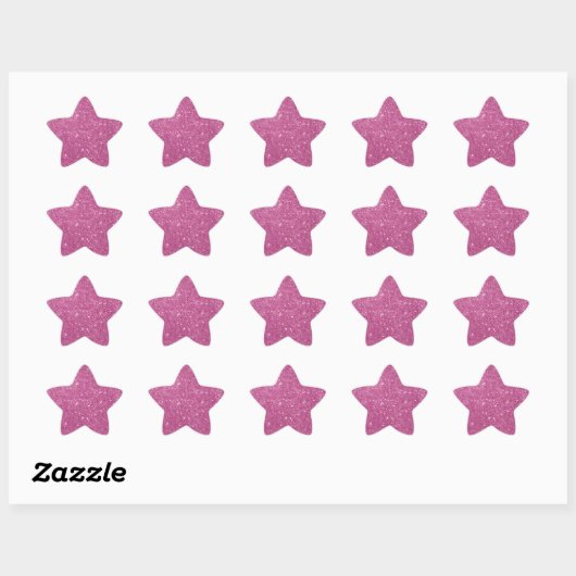 Elegant Hot Pink Glitter Star Sticker (Vel)