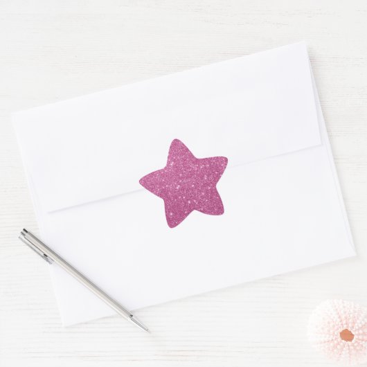 Elegant Hot Pink Glitter Star Sticker (Envelop)