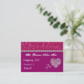 ELEGANT HOT PINK GLITTER Visitekaartje (Staand voorkant)