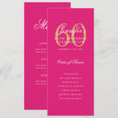 Elegant Hot Pink Gold 60e Verjaardag Programma Men (Voorkant / Achterkant)