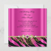 Elegant Hot Pink Gold Black Zebra Birthday 2 Kaart (Achterkant)