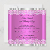 Elegant Hot Pink Gold Damask Loace Birthday Party Kaart (Achterkant)