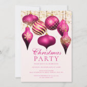 Elegant Hot Pink Gold Ornaments Kerstfeest Kaart (Voorkant)