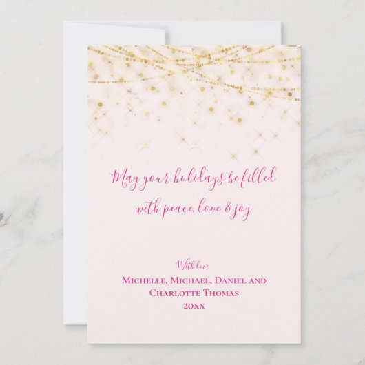 Elegant Hot Pink Gold Ornaments-kerstkaart (Achterkant)