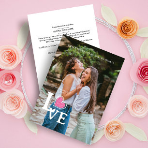 Elegant Hot Pink Heart Foto Fancy Love Weddenschap Save The Date