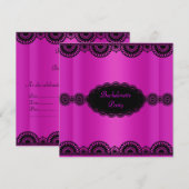 ELEGANT HOT PINK LACE BACHELORETTE ARTIJ INVITE KAART (Voorkant / Achterkant)