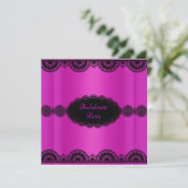 ELEGANT HOT PINK LACE BACHELORETTE ARTIJ INVITE KAART (Staand voorkant)
