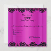 ELEGANT HOT PINK LACE BACHELORETTE ARTIJ INVITE KAART (Achterkant)