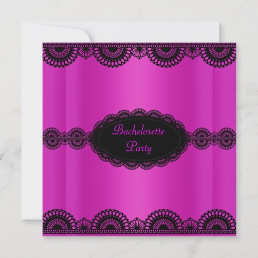 ELEGANT HOT PINK LACE BACHELORETTE ARTIJ INVITE KAART (Voorkant)
