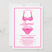 Elegant Hot Pink Lace Lingerie Shower Uitnodiging (Voorkant)