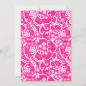 Elegant Hot Pink Lace Lingerie Shower Uitnodiging (Achterkant)