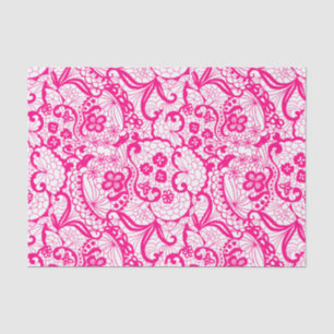 Elegant Hot Pink Lace Patroon Weefsel Papier