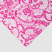 Elegant Hot Pink Lace Patroon Weefsel Papier (Detail)