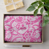 Elegant Hot Pink Lace Patroon Weefsel Papier (Geschenk)