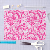Elegant Hot Pink Lace Patroon Weefsel Papier (Craft)