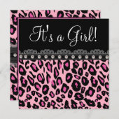 Elegant Hot Pink Leopard Baby shower Kaart (Voorkant / Achterkant)